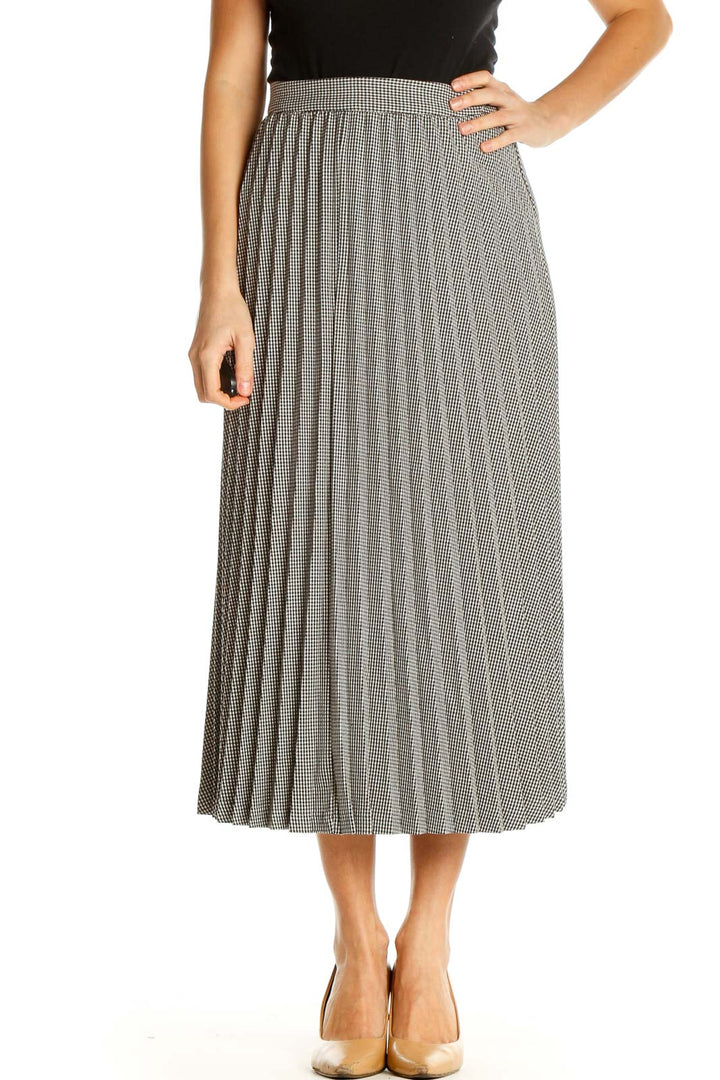 Gray Textured All Day Wear Pleated Skirt