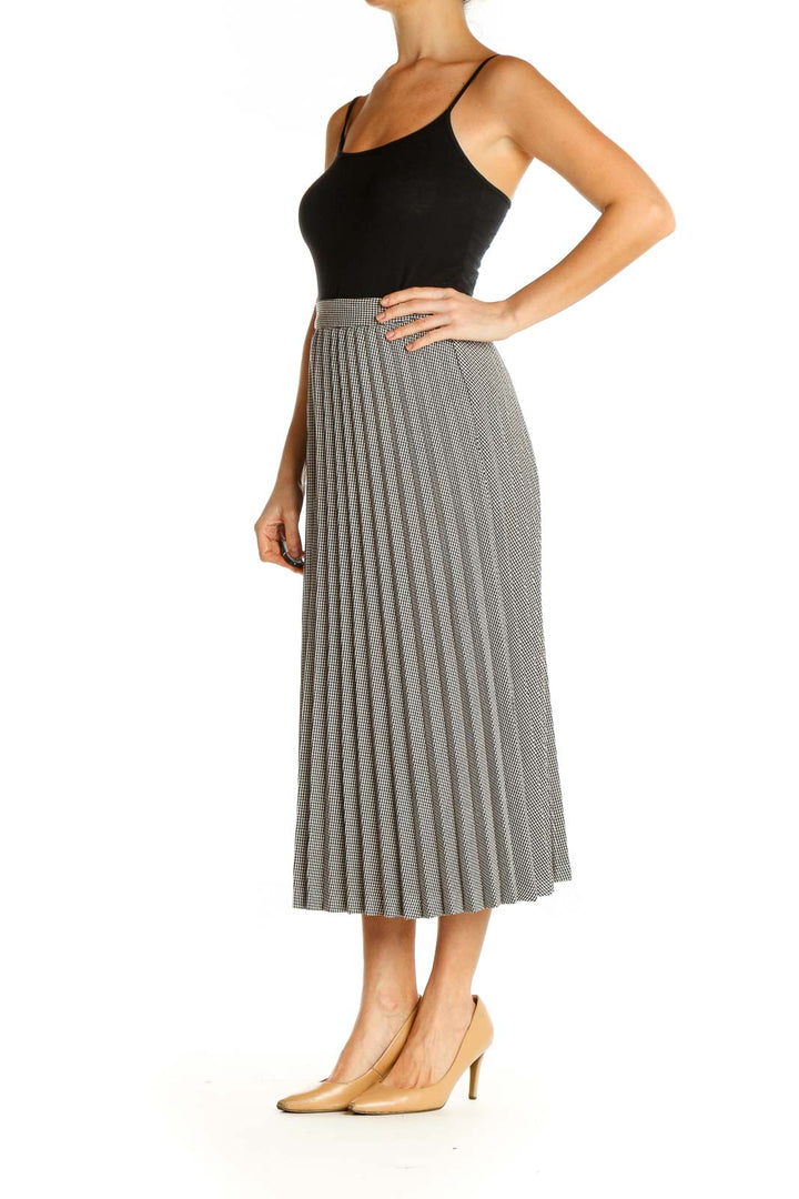 Gray Textured All Day Wear Pleated Skirt