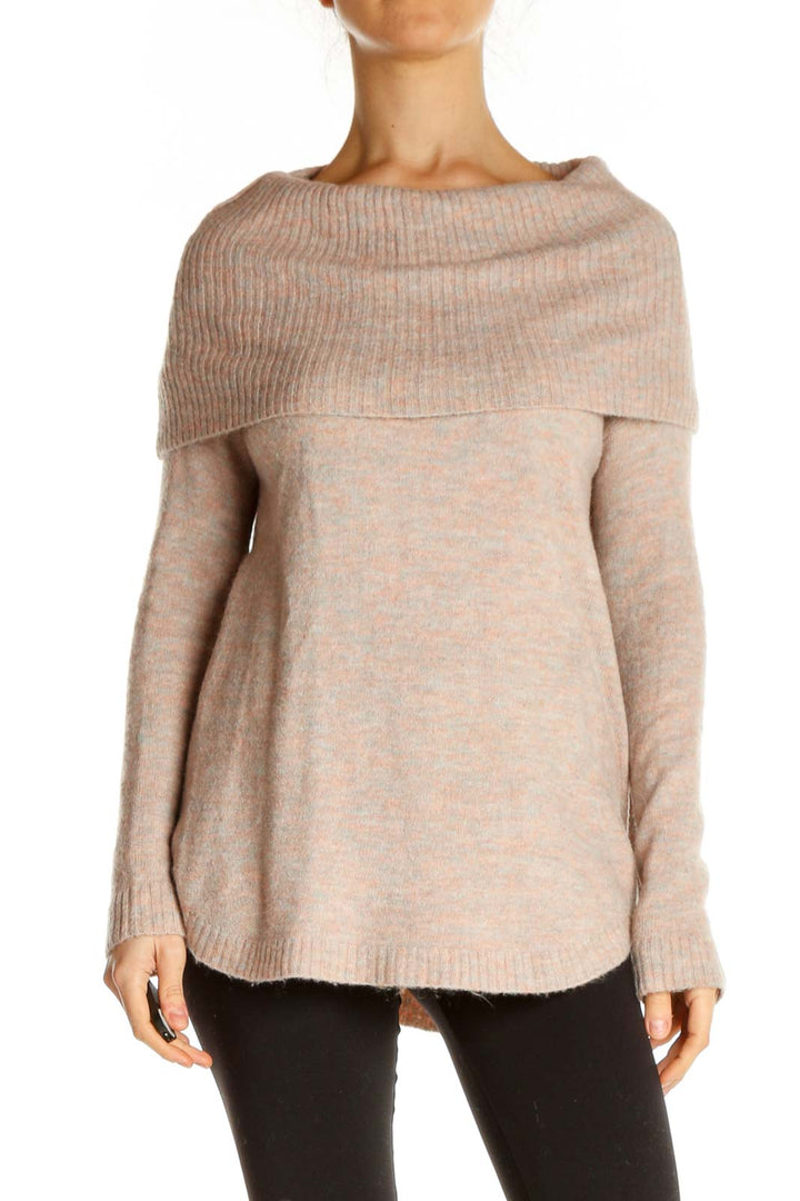 Beige Textured All Day Wear Sweater