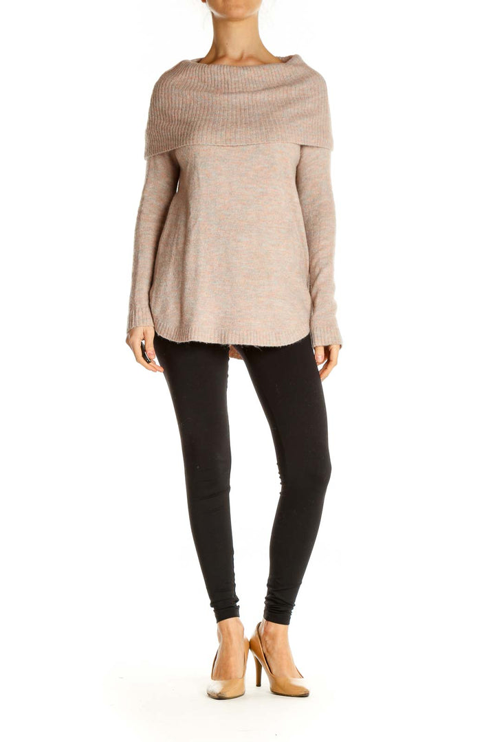 Beige Textured All Day Wear Sweater