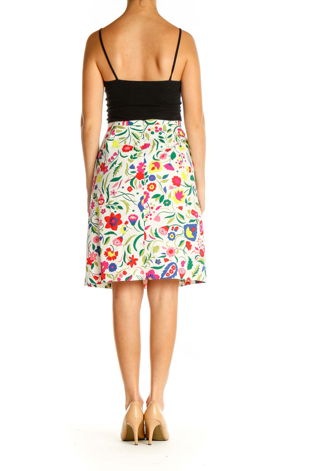 White Printed Chic A-Line Skirt