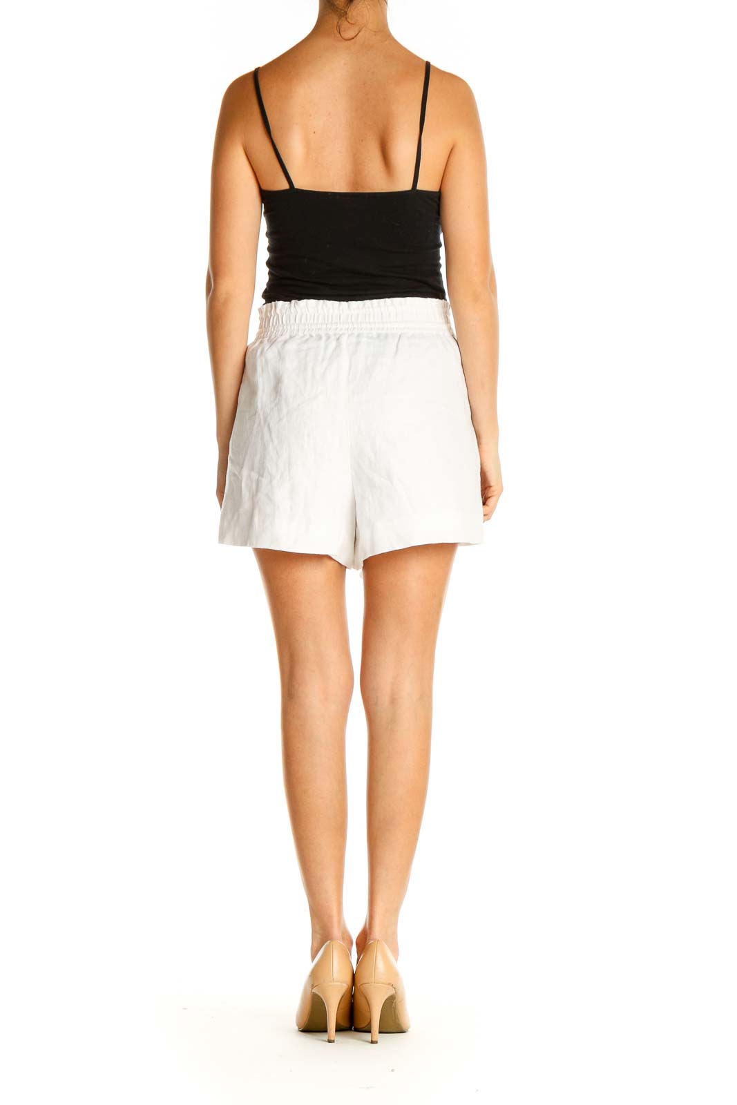 White Solid Chic Shorts