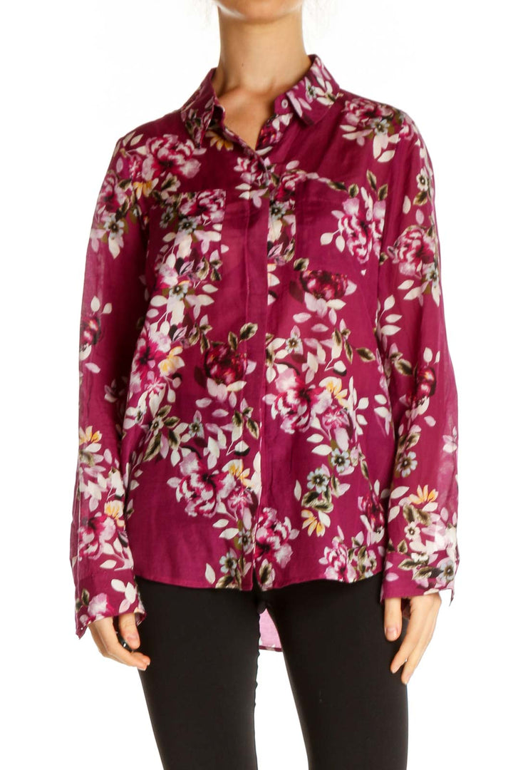 Red Floral Print All Day Wear Shirt