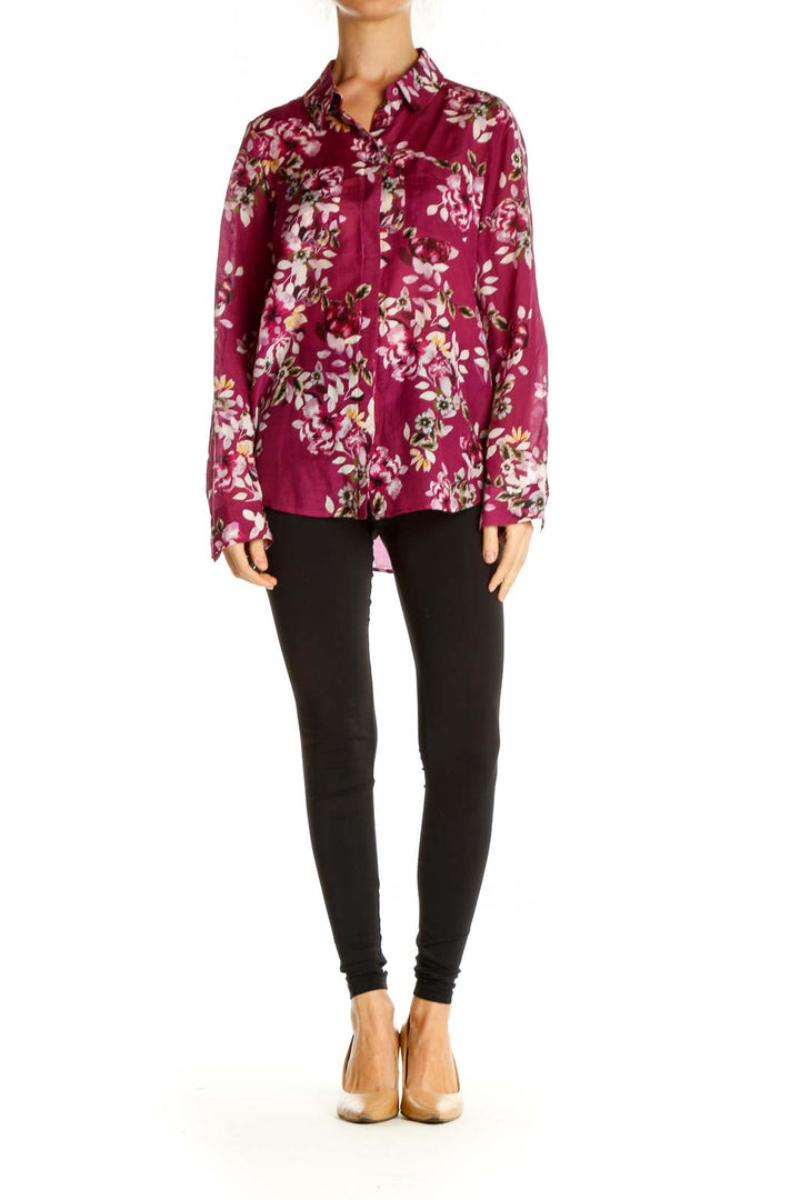 Red Floral Print All Day Wear Shirt