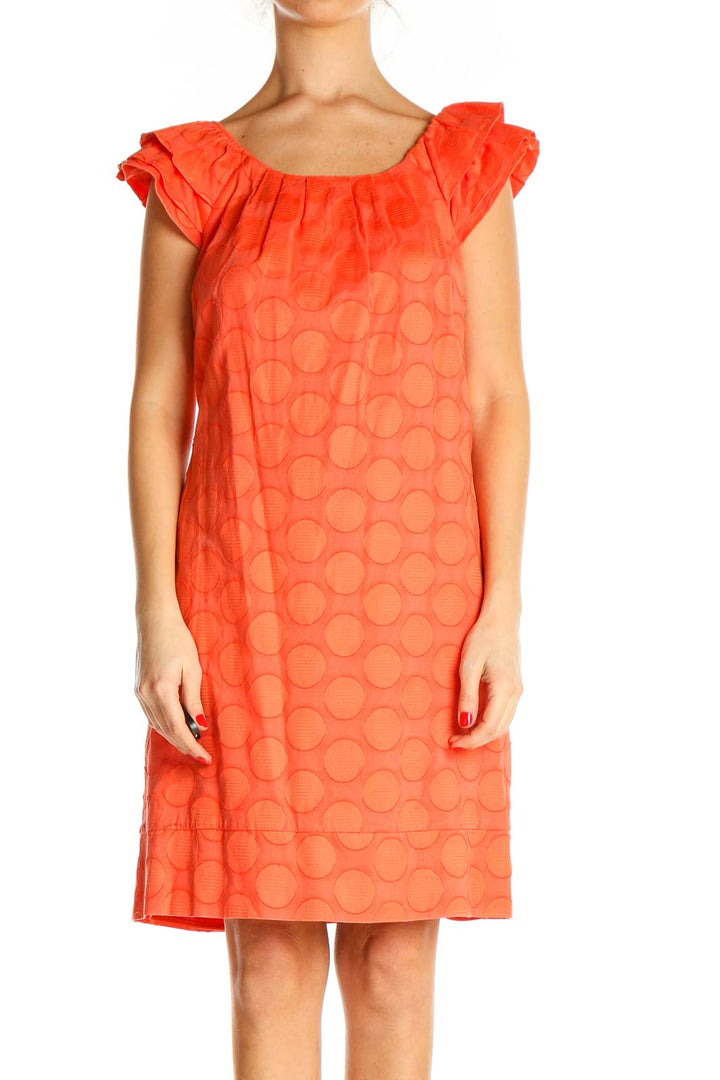 Orange Printed Retro Shift Dress