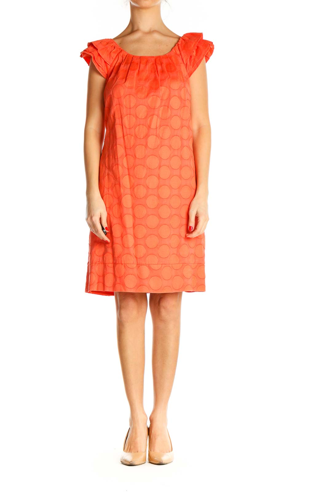 Orange Printed Retro Shift Dress