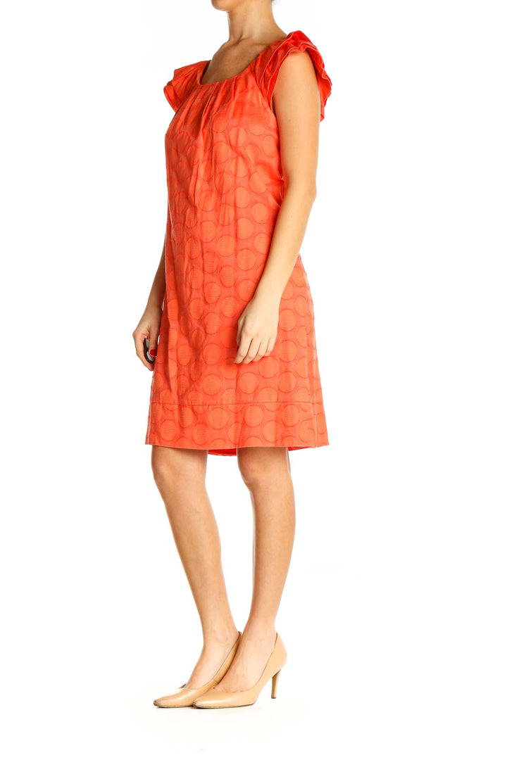 Orange Printed Retro Shift Dress