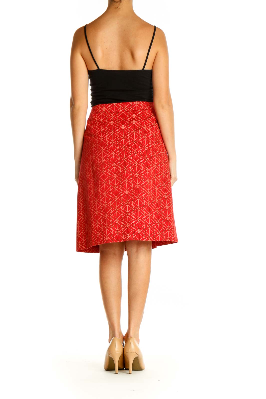 Red Printed All Day Wear A-Line Skirt