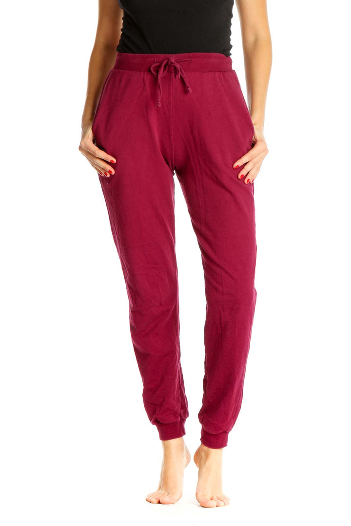 Red Solid Activewear Sweatpants