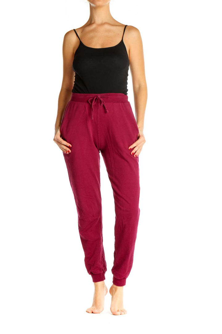 Red Solid Activewear Sweatpants