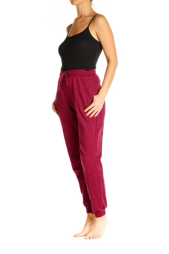 Red Solid Activewear Sweatpants