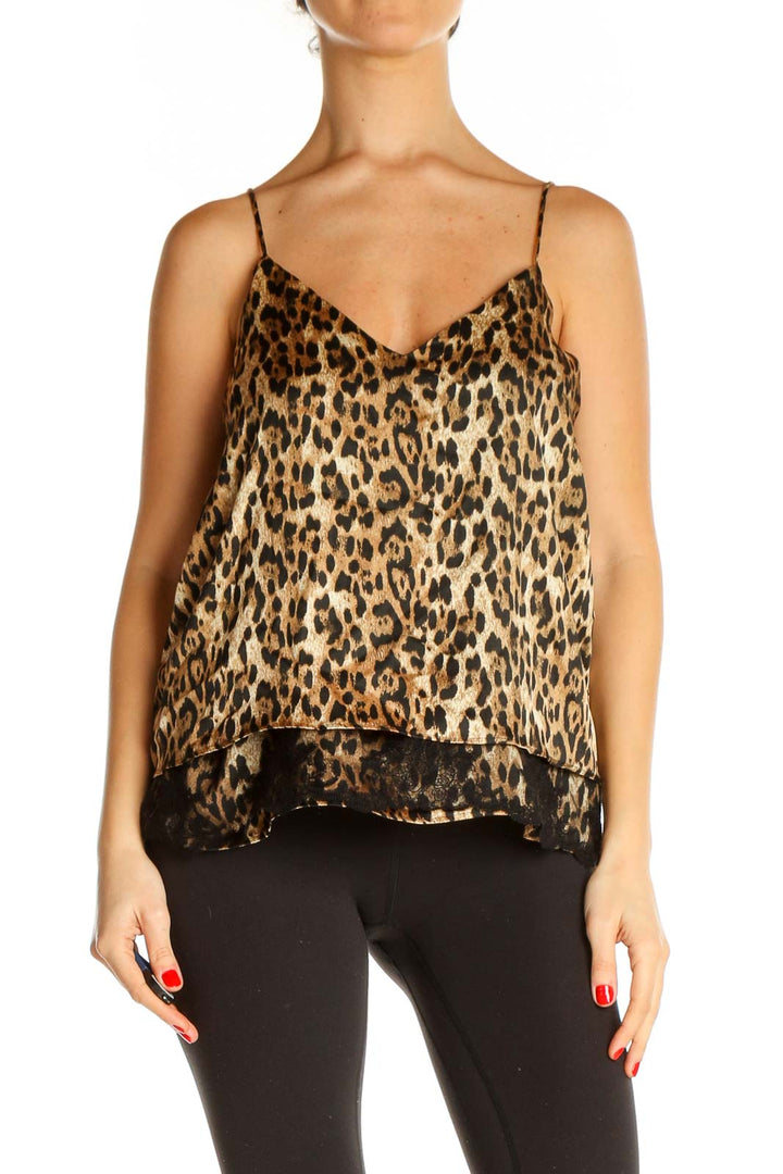 Brown Animal Print All Day Wear Tank Top