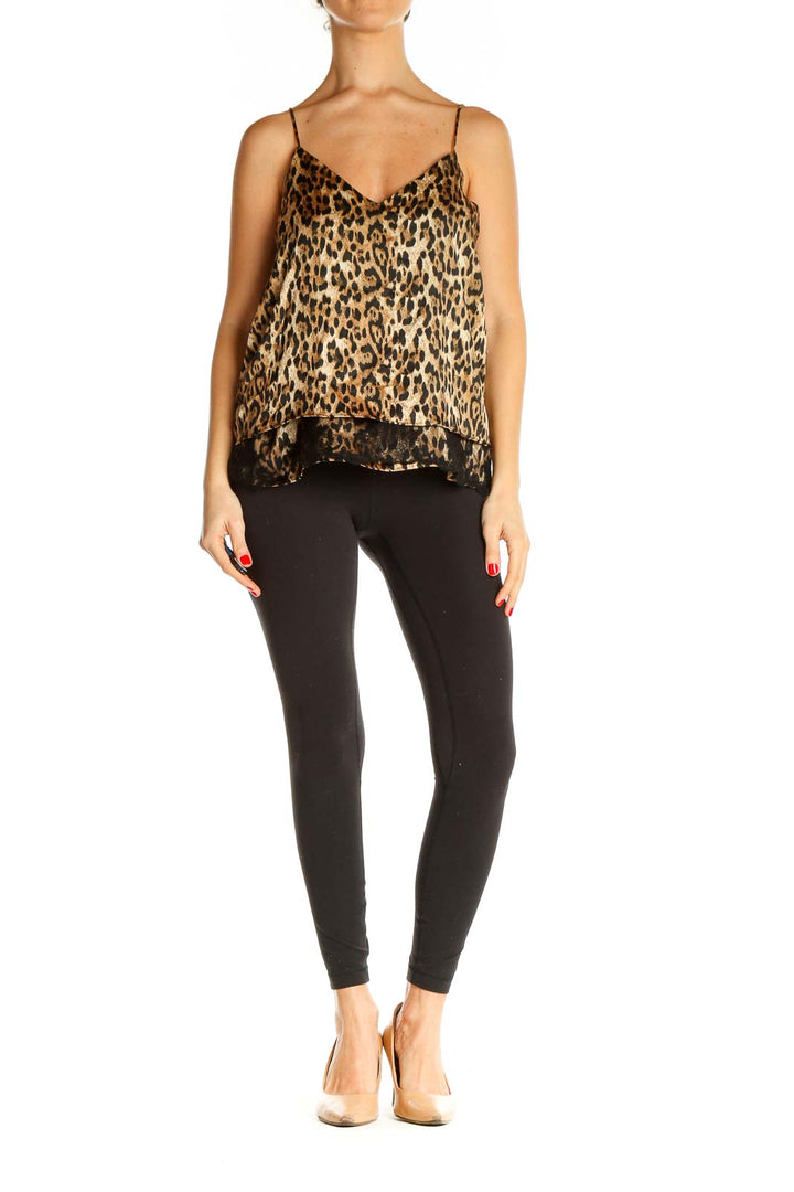 Brown Animal Print All Day Wear Tank Top