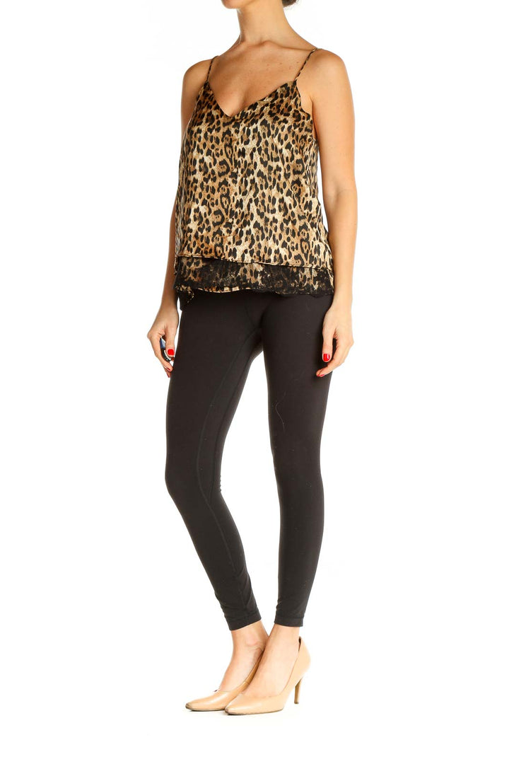 Brown Animal Print All Day Wear Tank Top