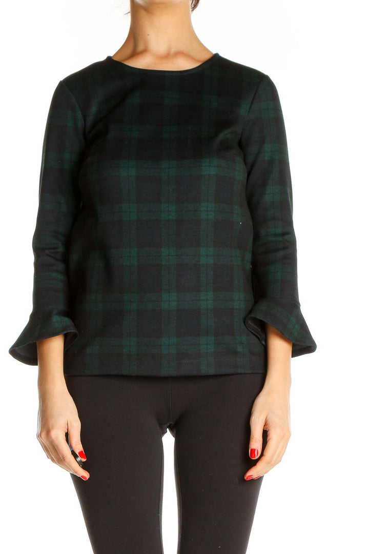 Green Checkered All Day Wear Blouse