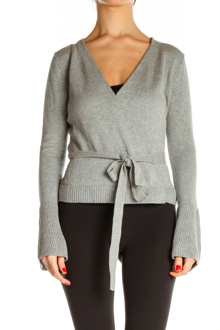 Gray Textured All Day Wear Sweater