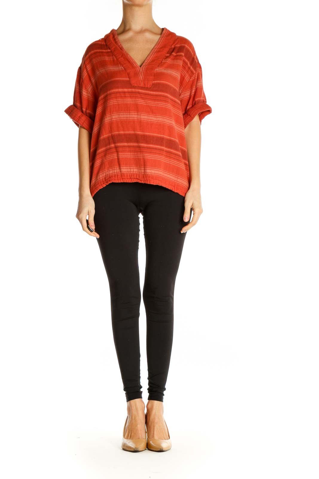 Orange Striped All Day Wear Top