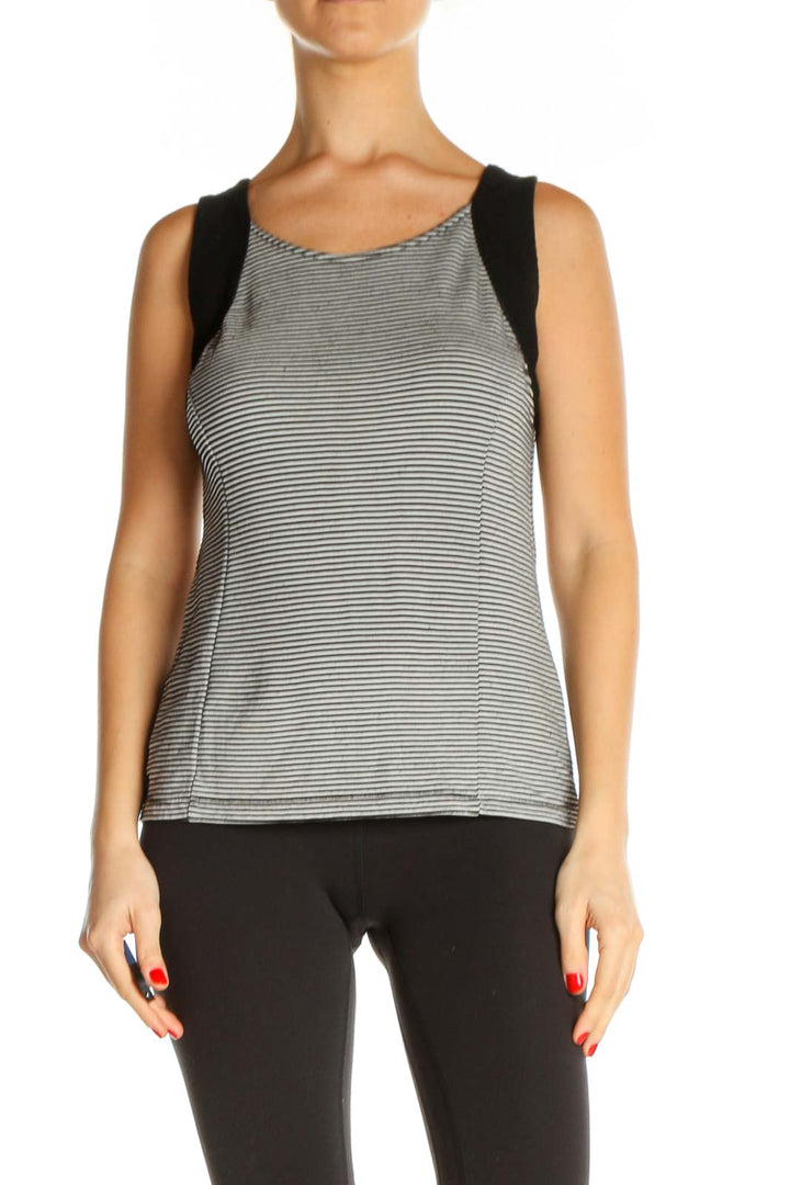 Gray Striped All Day Wear Tank Top