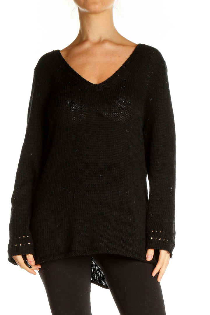 Black Solid All Day Wear Sweater