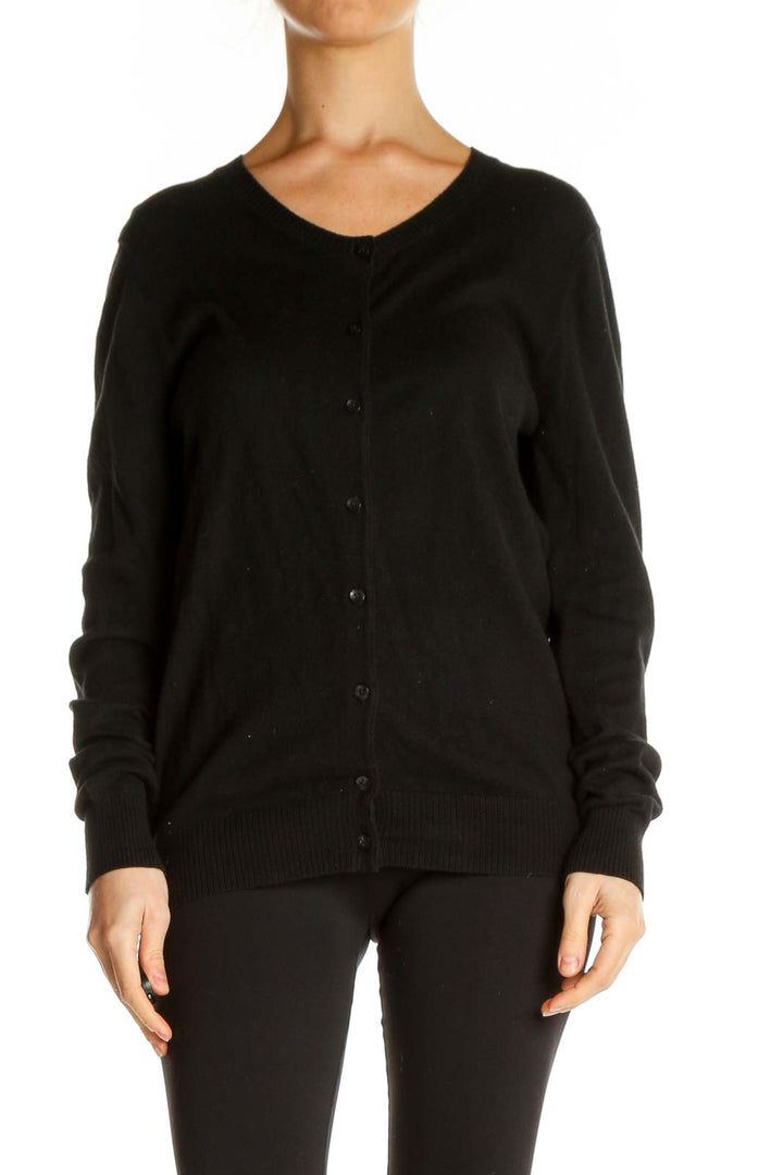 Black Solid All Day Wear Sweater