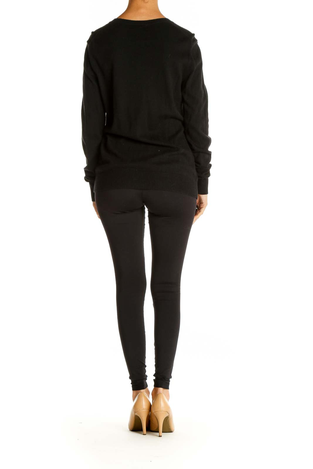 Black Solid All Day Wear Sweater