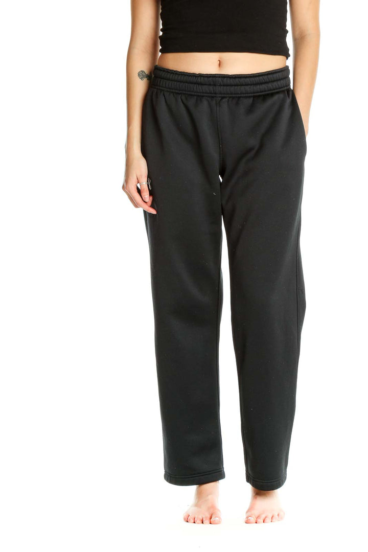 Black Solid Activewear Sweatpants