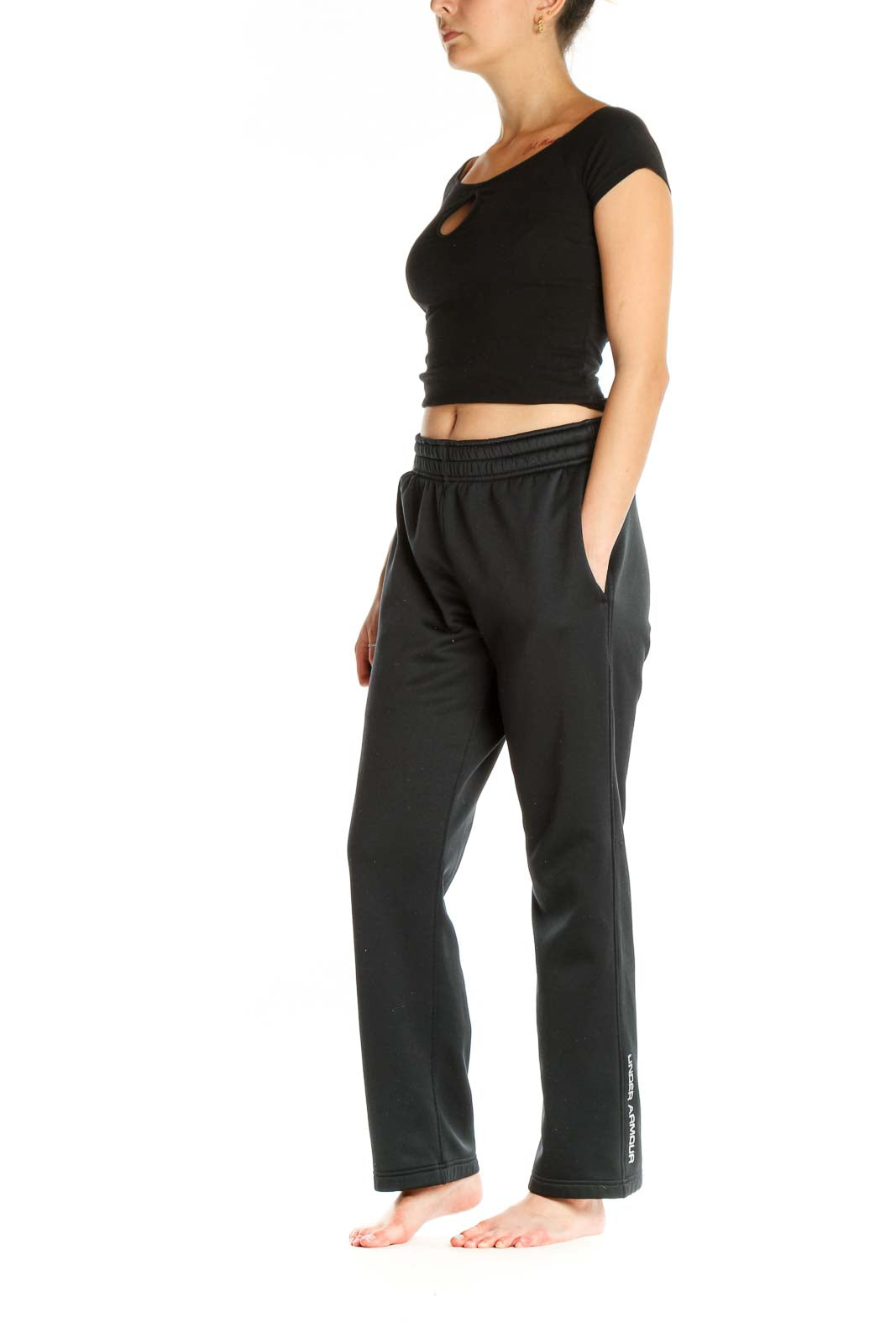 Black Solid Activewear Sweatpants