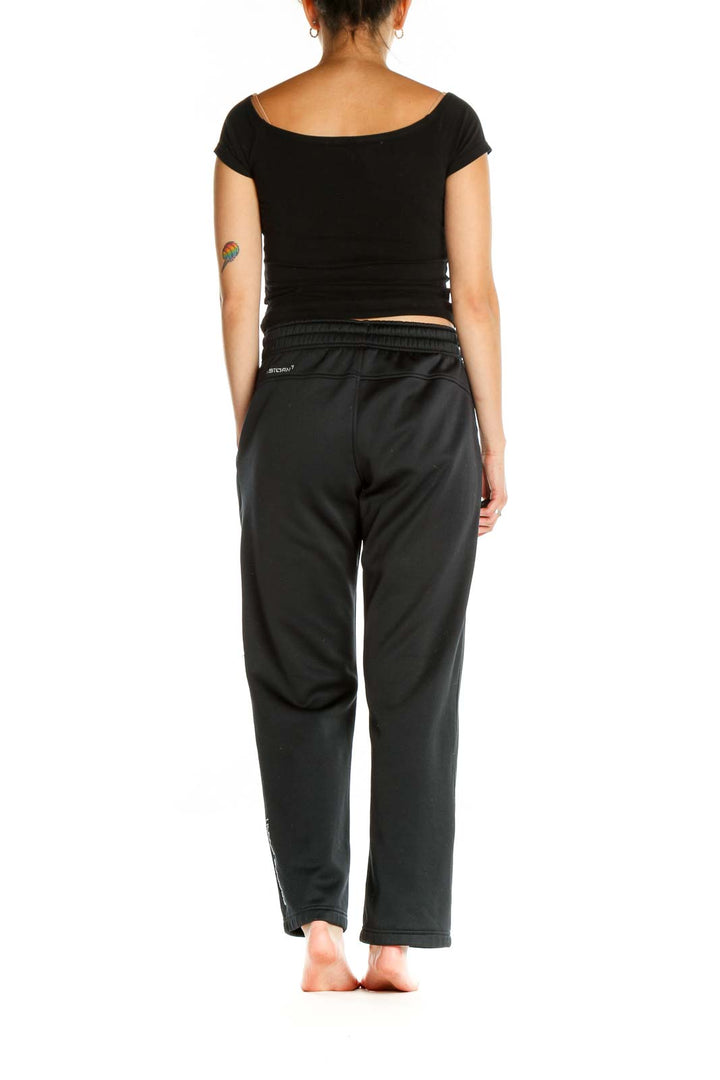 Black Solid Activewear Sweatpants