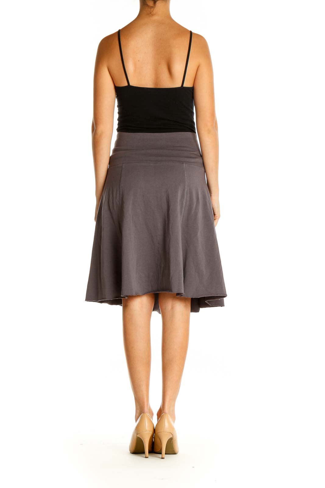 Gray Textured Chic Flared Skirt