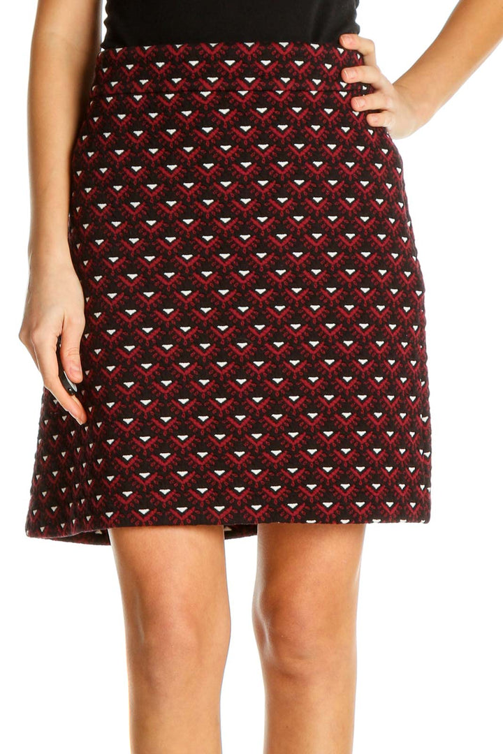 Red Printed Chic A-Line Skirt