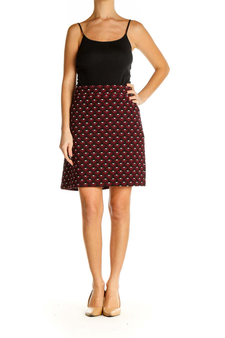 Red Printed Chic A-Line Skirt