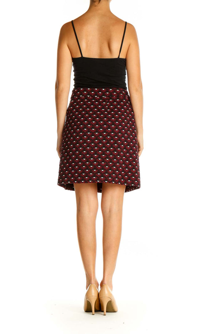 Red Printed Chic A-Line Skirt