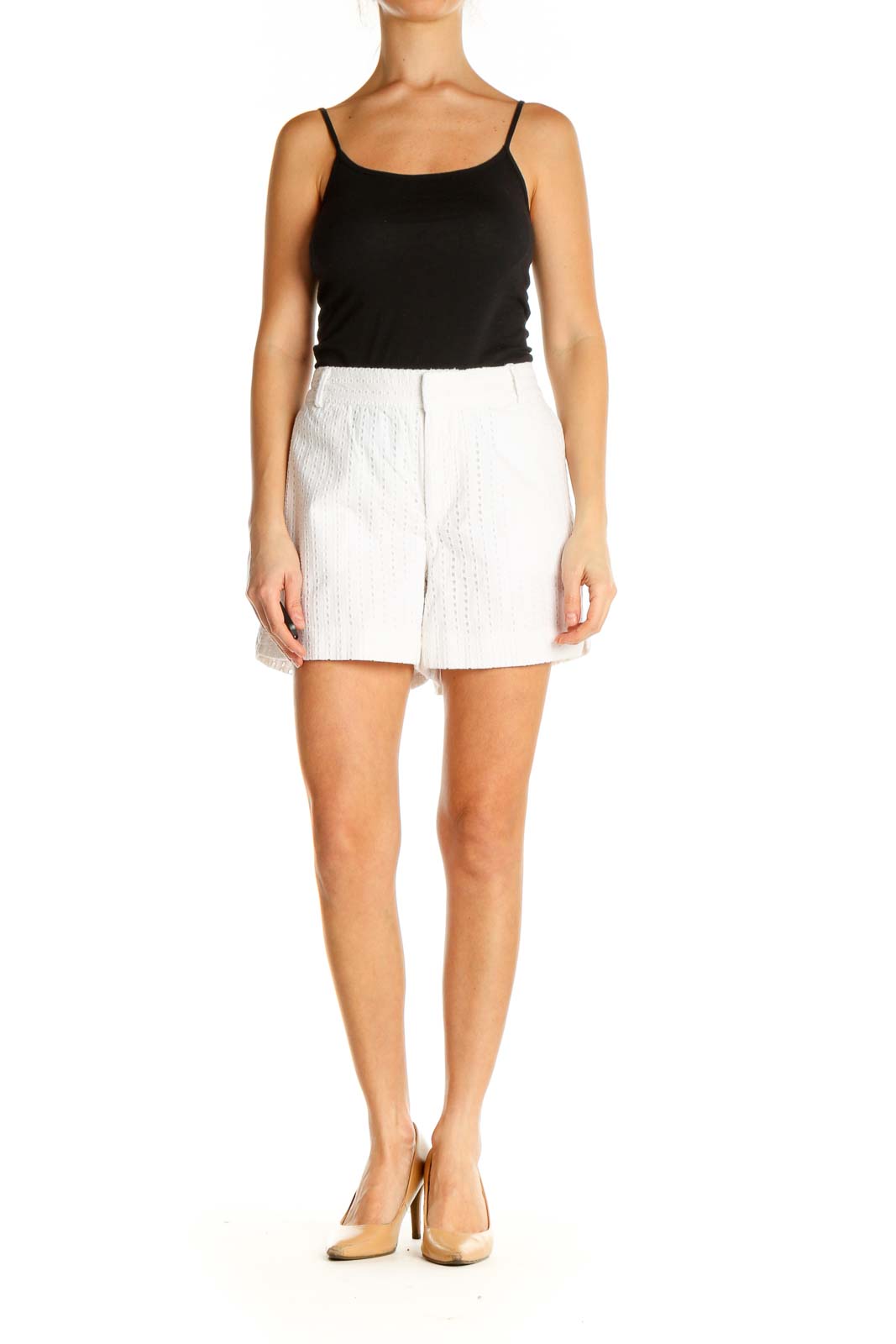 White Solid Brunch Shorts