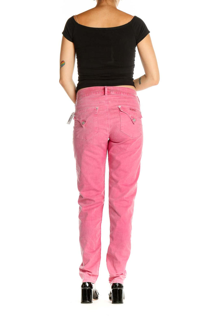 Pink Solid Casual Trousers