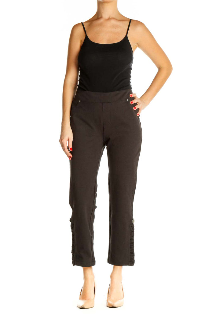 Brown Solid All Day Wear Capri Pants