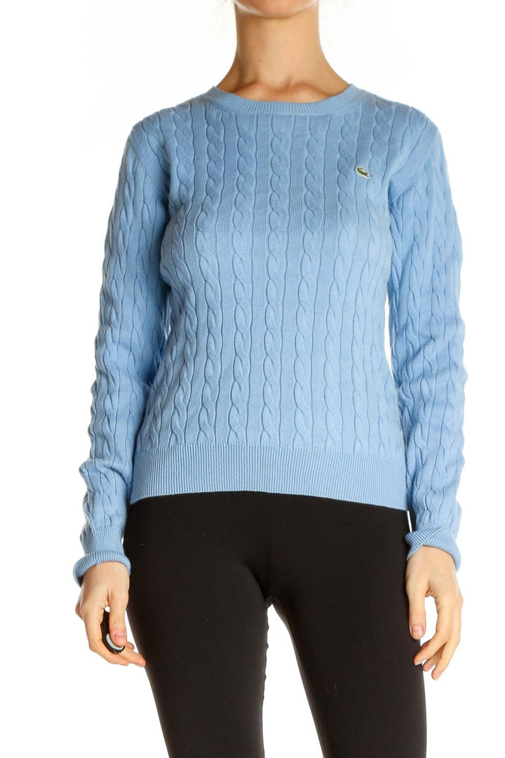 Blue Textured All Day Wear Sweater