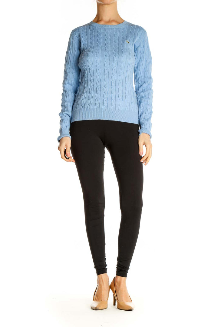 Blue Textured All Day Wear Sweater