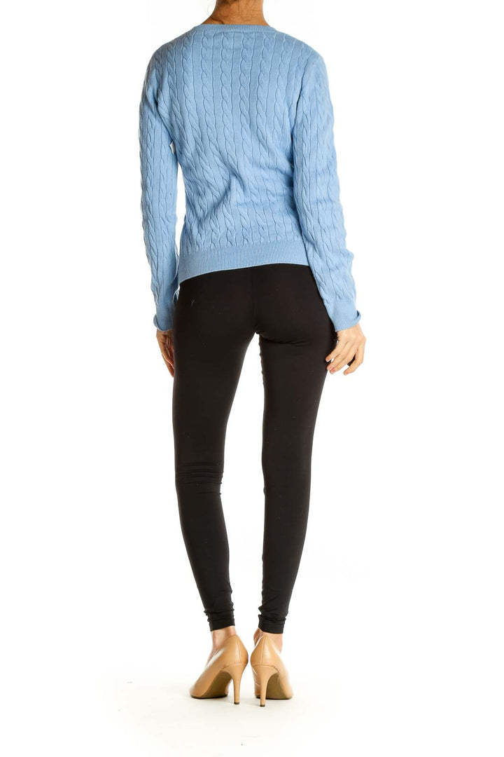 Blue Textured All Day Wear Sweater