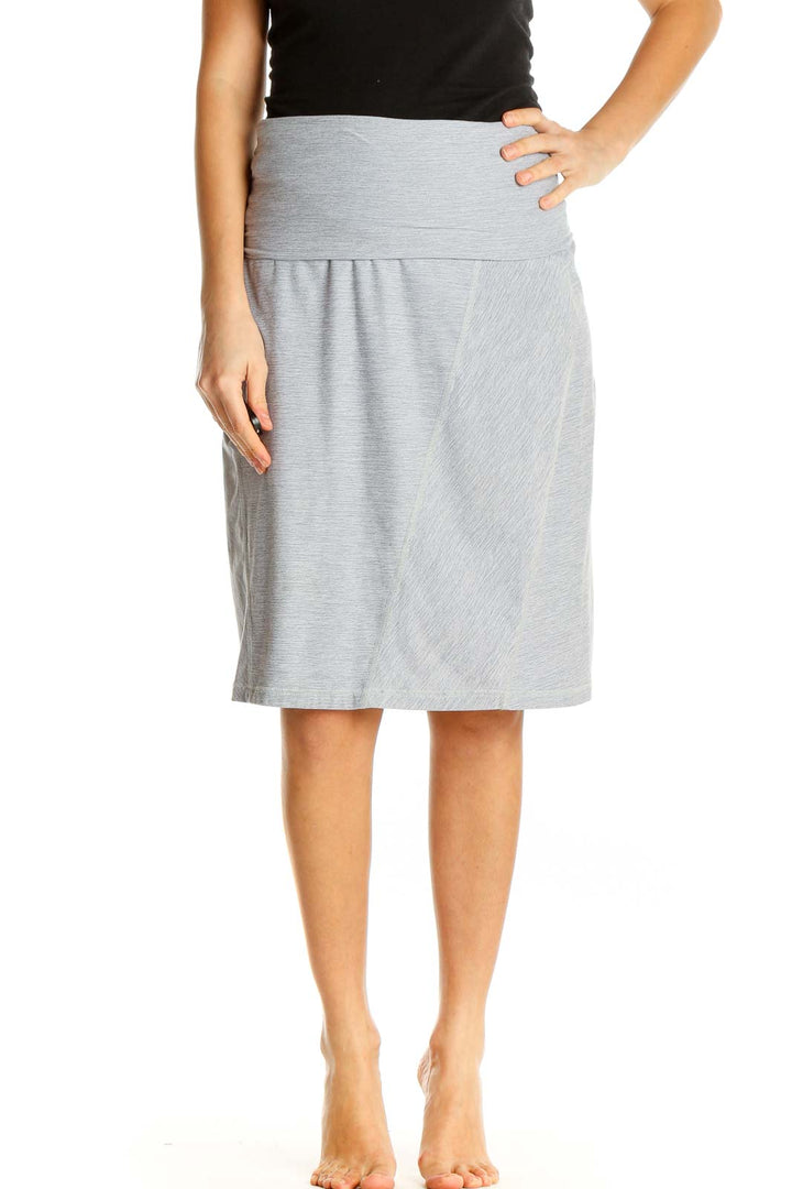 White Textured All Day Wear Pencil Skirt