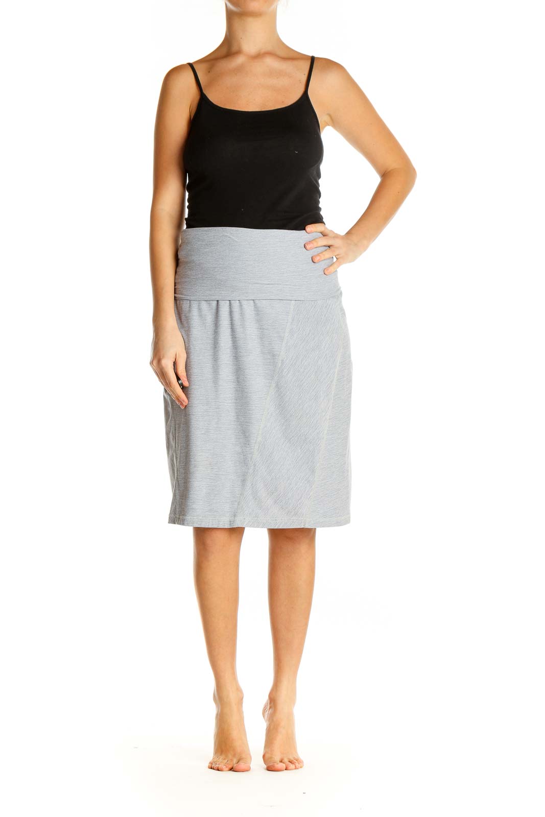 White Textured All Day Wear Pencil Skirt