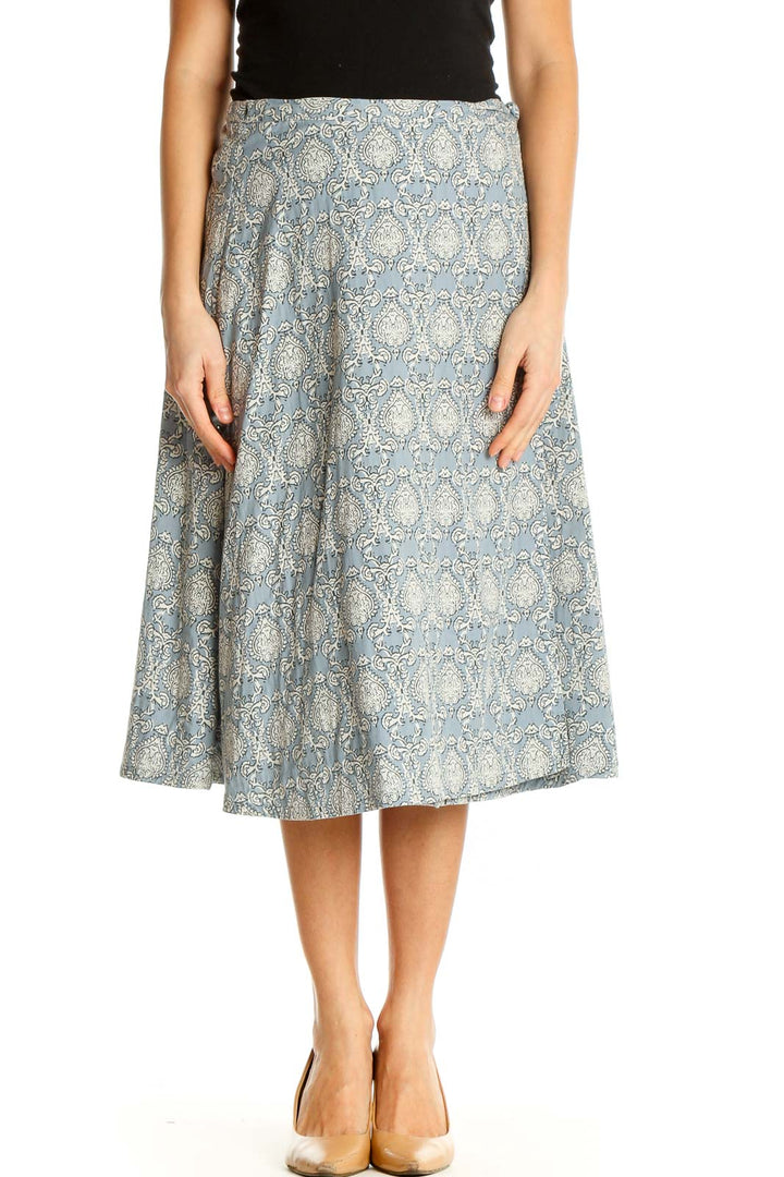 Blue Printed All Day Wear A-Line Skirt