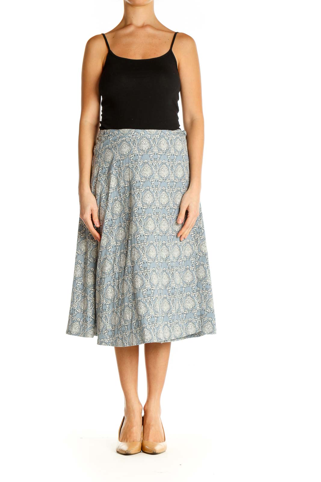 Blue Printed All Day Wear A-Line Skirt