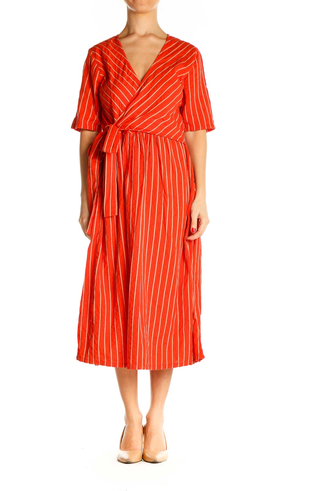 Red Striped Retro Fit & Flare Dress