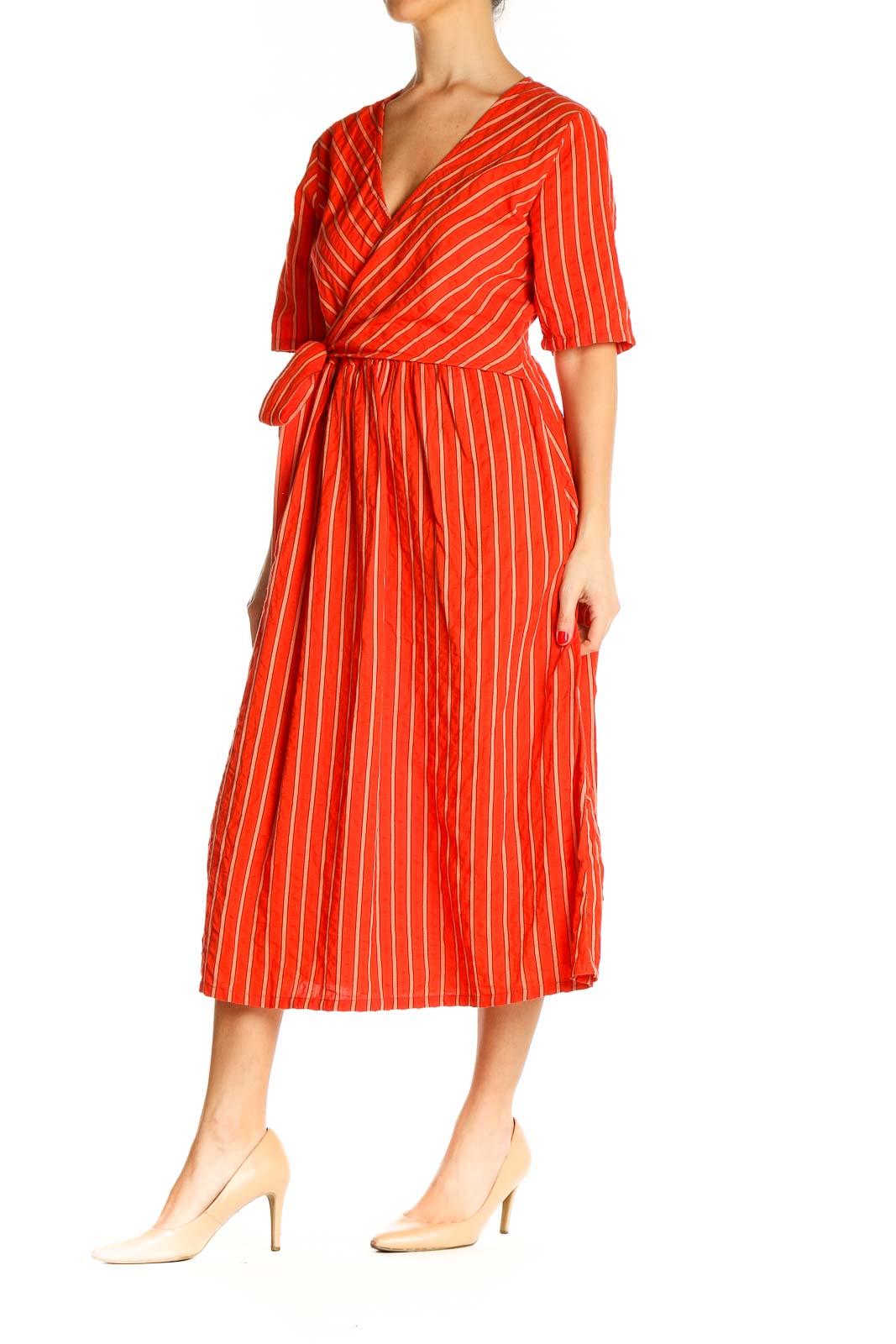 Red Striped Retro Fit & Flare Dress