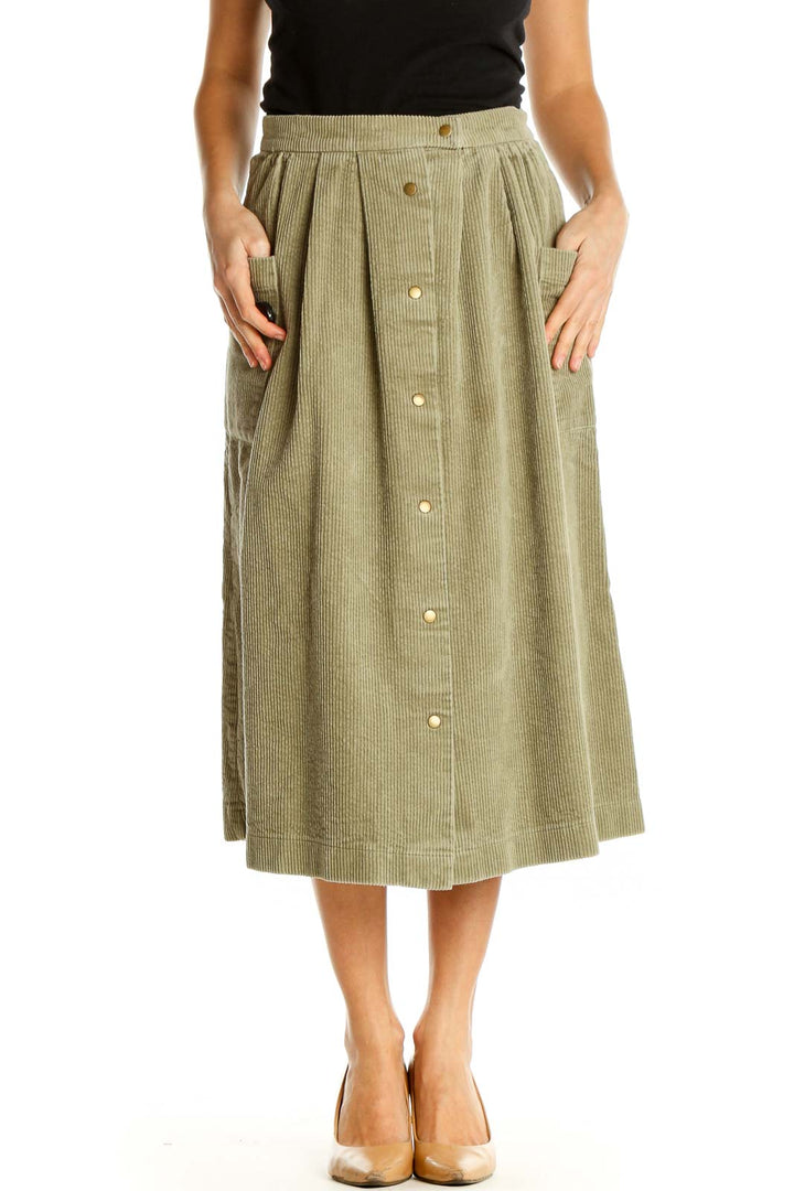 Brown Solid Holiday Flared Skirt