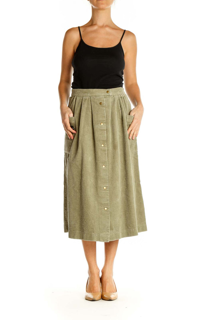 Brown Solid Holiday Flared Skirt