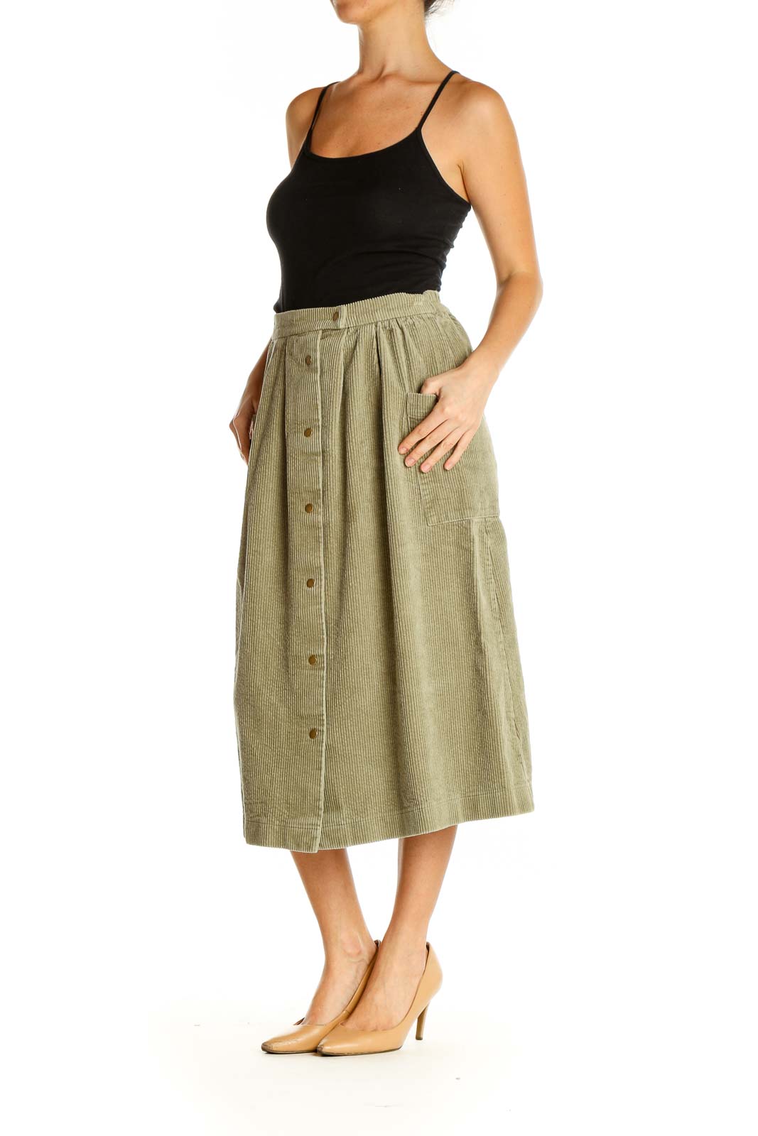 Brown Solid Holiday Flared Skirt