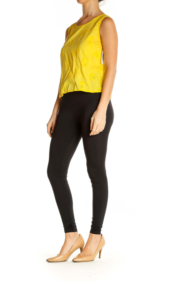 Yellow Solid Casual Tank Top