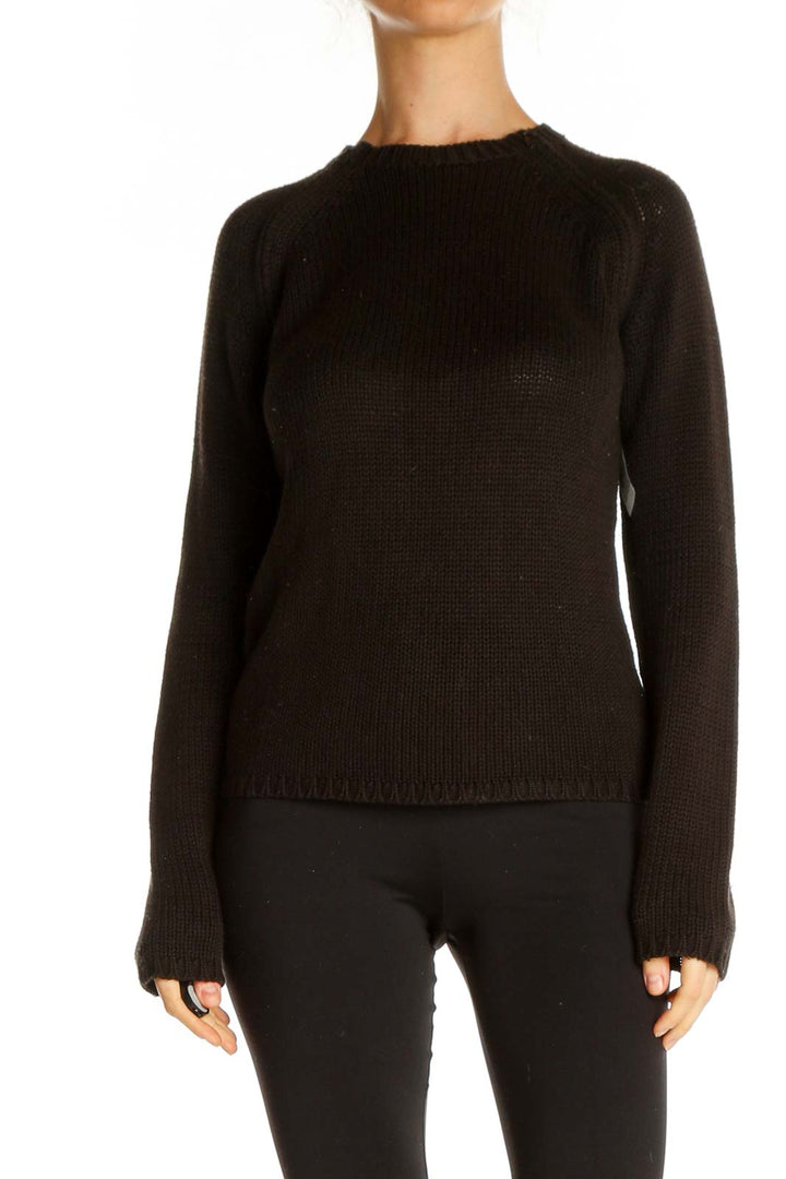 Black Solid All Day Wear Sweater