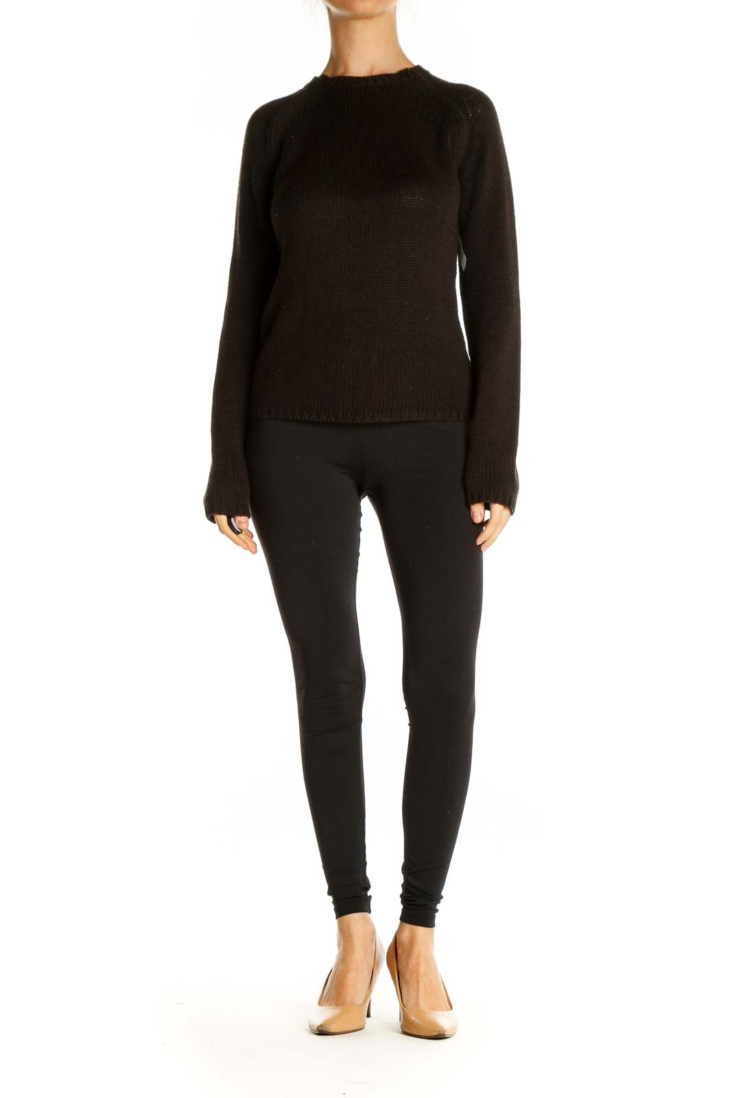 Black Solid All Day Wear Sweater